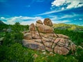 Sphinx-like rock formation at Vedauwoo Recreation Area in the Medicine Bow National Forest, Wyoming