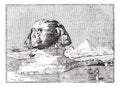 Sphinx, near the ruins of Memphis, Egypt, vintage engraving