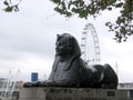 Sphinx next to the Cleopatra Needle London United Kingdom.