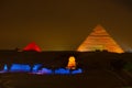 Sphinx in the night lights Giza Royalty Free Stock Photo