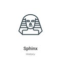 Sphinx outline vector icon. Thin line black sphinx icon, flat vector simple element illustration from editable history concept Royalty Free Stock Photo