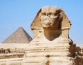 The Sphinx and pyramid in Cairo Royalty Free Stock Photo