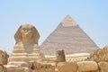 The Sphinx and Pyramid in Egypt Royalty Free Stock Photo