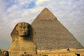 Sphinx, Pyramid and Egyptian m Royalty Free Stock Photo