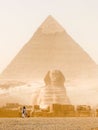 Sphinx and pyramid of Giza