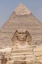 The Sphinx and the Pyramid of Khafre. Royalty Free Stock Photo