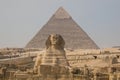 Sphinx and Pyramid of Khafre Royalty Free Stock Photo