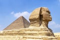 The Sphinx and Pyramid of Khafre, Cairo, Egypt Royalty Free Stock Photo