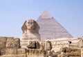 Sphinx and Pyramid of pharaoh Chephren Royalty Free Stock Photo