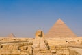 Sphinx and pyramids at Giza, Cairo Royalty Free Stock Photo