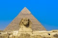 Sphinx and pyramids at Giza, Cairo Royalty Free Stock Photo