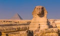 Sphinx and pyramids at Giza, Cairo Royalty Free Stock Photo