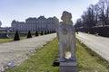 Sphinx sculpture with Belvedere Palace in Vienna, Austria