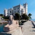 Sphinx statue and Miramare castle