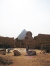 Sphinx statue and pyramid in Giza Egypt. Ancient architecture Royalty Free Stock Photo