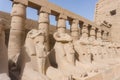 Sphinxes and columns of dromos of Karnak temple complex of Amun-Ra at Luxor, Royalty Free Stock Photo