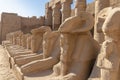 Sphinxes at Luxor Temple, a large Ancient Egyptian temple complex located on the east bank of the Nile River in the city today