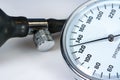 Sphygmomanometer closeup macro, blood pressure measurement medical equipment. Tonometer, medical tool close up high resolution