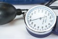 Sphygmomanometer closeup macro, blood pressure measurement medical equipment. Tonometer, medical tool high resolution