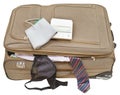 Sphygmometer on suitcase with tie and bra