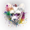 Sphynx cat in colorful paint splashes, paint splashes art design Royalty Free Stock Photo