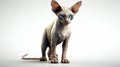 a Sphynx cat with piercing blue eyes