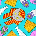 Sphynx cat and pyramid Egyptian pattern seamless Royalty Free Stock Photo