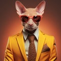 Sphynx Cat In Stylish Suit And Sunglasses