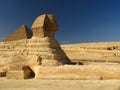 Sphynx with Great Pyramid Royalty Free Stock Photo