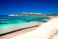 Spiaggia di Rena Majore beach with azure clear water and mountains, Rena Majore, Sardinia, Italy Royalty Free Stock Photo