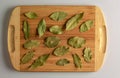 Spice Aromatic dry bay leaf. Aromatic spice for food. Background of dry bay leaf on a wooden kitchen board Royalty Free Stock Photo