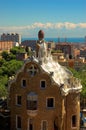 Spice-cake house in Park Guell by Antoni Gaudi Royalty Free Stock Photo