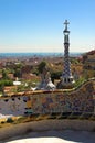 Spice-cake houses in Park Guell by Antoni Gaudi Royalty Free Stock Photo