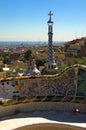 Spice-cake houses in Park Guell by Antoni Gaudi Royalty Free Stock Photo