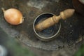 Spice cup. Threshing machine for spices Royalty Free Stock Photo