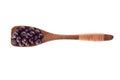 Spice dried juniper berries in wooden spoon isolated on a white Royalty Free Stock Photo