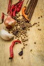 Spice, herb, condiment, seasoning, powder, fresh, gourmet, spoon, wooden Royalty Free Stock Photo