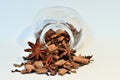 Spice jar with cloves, star anise and cinnamon