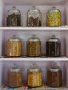 Spice Jar Stack up or Spice Rack in India Royalty Free Stock Photo