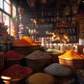 Spice market, Asian shop. Square illustration. AI generative Royalty Free Stock Photo