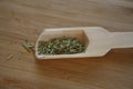Spice rosemary in a wooden spoon