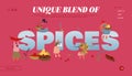 Spice and Seasoning Website Landing Page. Women with Ingredients Spices and Herbs for Cooking and Medicine Therapy