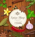 Spice shop paper emblem. Royalty Free Stock Photo