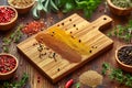 Spice symphony Background adorned with spices and herbs for culinary