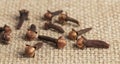 spice texture of fresh dried cloves on vintage background