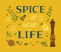 Spice up life flat vector motivation quote poster