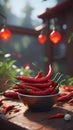 Red chili pepper with blurred bokeh background food photography AI Generated Royalty Free Stock Photo