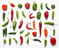 Spice Up Your Life: A Colorful Collection of Peppers on a White Background Royalty Free Stock Photo