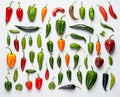 Spice Up Your Life: A Colorful Collection of Peppers on a White Background