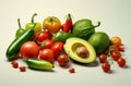 Spice Up Your Plate: A Vibrant Trio of Tomatoes, Avocado, and Hot Chili Peppers